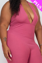 Load image into Gallery viewer, Plus Size Halter V Neck Ribbed Bodycon Jumpsuit (CAPELLA)