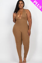 Load image into Gallery viewer, Plus Size Halter V Neck Ribbed Bodycon Jumpsuit (CAPELLA)