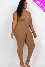 Load image into Gallery viewer, Plus Size Halter V Neck Ribbed Bodycon Jumpsuit (CAPELLA)