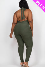 Load image into Gallery viewer, Plus Size Halter V Neck Ribbed Bodycon Jumpsuit (CAPELLA)