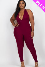 Load image into Gallery viewer, Plus Size Halter V Neck Ribbed Bodycon Jumpsuit (CAPELLA)