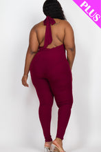 Load image into Gallery viewer, Plus Size Halter V Neck Ribbed Bodycon Jumpsuit (CAPELLA)