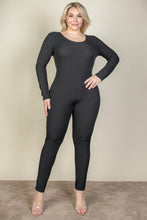 Load image into Gallery viewer, Plus Size Ribbed Scoop Neck Long Sleeve Jumpsuit (CAPELLA)