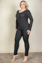 Load image into Gallery viewer, Plus Size Ribbed Scoop Neck Long Sleeve Jumpsuit (CAPELLA)