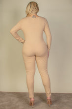 Load image into Gallery viewer, Plus Size Ribbed Scoop Neck Long Sleeve Jumpsuit (CAPELLA)