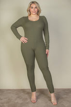 Load image into Gallery viewer, Plus Size Ribbed Scoop Neck Long Sleeve Jumpsuit (CAPELLA)