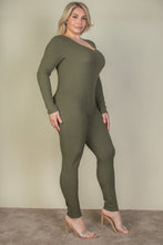Load image into Gallery viewer, Plus Size Ribbed Scoop Neck Long Sleeve Jumpsuit (CAPELLA)