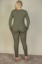 Load image into Gallery viewer, Plus Size Ribbed Scoop Neck Long Sleeve Jumpsuit (CAPELLA)