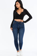 Load image into Gallery viewer, Ribbed Long Sleeve Snap Button Down Crop Top (CAPELLA)