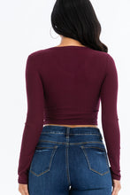 Load image into Gallery viewer, Ribbed Long Sleeve Snap Button Down Crop Top (CAPELLA)