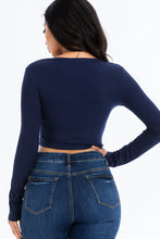 Load image into Gallery viewer, Ribbed Long Sleeve Snap Button Down Crop Top (CAPELLA)