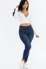 Load image into Gallery viewer, Ribbed Long Sleeve Snap Button Down Crop Top (CAPELLA)