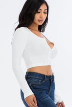 Load image into Gallery viewer, Ribbed Long Sleeve Snap Button Down Crop Top (CAPELLA)