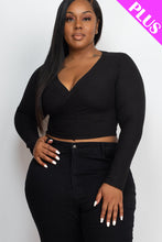 Load image into Gallery viewer, Plus Size Ribbed Wrap Front Long Sleeve Top (CAPELLA)
