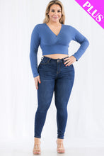 Load image into Gallery viewer, Plus Size Ribbed Wrap Front Long Sleeve Top (CAPELLA)