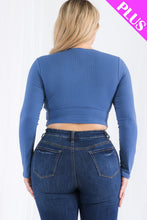 Load image into Gallery viewer, Plus Size Ribbed Wrap Front Long Sleeve Top (CAPELLA)