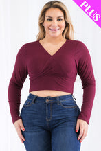 Load image into Gallery viewer, Plus Size Ribbed Wrap Front Long Sleeve Top (CAPELLA)