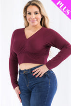 Load image into Gallery viewer, Plus Size Ribbed Wrap Front Long Sleeve Top (CAPELLA)