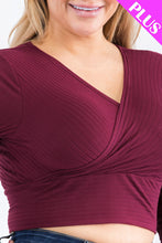 Load image into Gallery viewer, Plus Size Ribbed Wrap Front Long Sleeve Top (CAPELLA)
