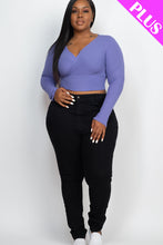 Load image into Gallery viewer, Plus Size Ribbed Wrap Front Long Sleeve Top (CAPELLA)