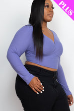 Load image into Gallery viewer, Plus Size Ribbed Wrap Front Long Sleeve Top (CAPELLA)