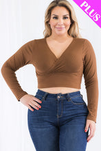 Load image into Gallery viewer, Plus Size Ribbed Wrap Front Long Sleeve Top (CAPELLA)