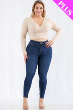 Load image into Gallery viewer, Plus Size Ribbed Wrap Front Long Sleeve Top (CAPELLA)