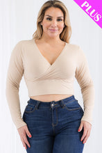 Load image into Gallery viewer, Plus Size Ribbed Wrap Front Long Sleeve Top (CAPELLA)