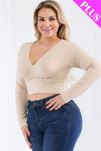 Load image into Gallery viewer, Plus Size Ribbed Wrap Front Long Sleeve Top (CAPELLA)