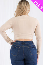 Load image into Gallery viewer, Plus Size Ribbed Wrap Front Long Sleeve Top (CAPELLA)