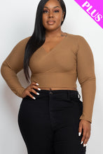 Load image into Gallery viewer, Plus Size Ribbed Wrap Front Long Sleeve Top (CAPELLA)
