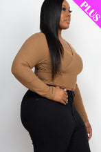 Load image into Gallery viewer, Plus Size Ribbed Wrap Front Long Sleeve Top (CAPELLA)