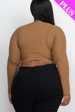 Load image into Gallery viewer, Plus Size Ribbed Wrap Front Long Sleeve Top (CAPELLA)