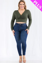 Load image into Gallery viewer, Plus Size Ribbed Wrap Front Long Sleeve Top (CAPELLA)