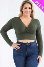 Load image into Gallery viewer, Plus Size Ribbed Wrap Front Long Sleeve Top (CAPELLA)