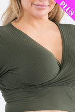 Load image into Gallery viewer, Plus Size Ribbed Wrap Front Long Sleeve Top (CAPELLA)