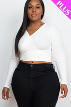 Load image into Gallery viewer, Plus Size Ribbed Wrap Front Long Sleeve Top (CAPELLA)