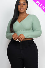 Load image into Gallery viewer, Plus Size Ribbed Wrap Front Long Sleeve Top (CAPELLA)