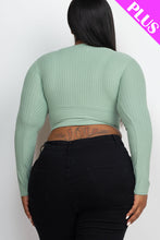 Load image into Gallery viewer, Plus Size Ribbed Wrap Front Long Sleeve Top (CAPELLA)