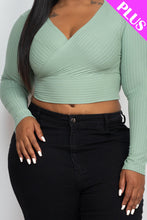 Load image into Gallery viewer, Plus Size Ribbed Wrap Front Long Sleeve Top (CAPELLA)