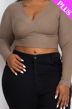 Load image into Gallery viewer, Plus Size Ribbed Wrap Front Long Sleeve Top (CAPELLA)