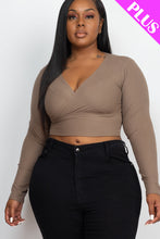 Load image into Gallery viewer, Plus Size Ribbed Wrap Front Long Sleeve Top (CAPELLA)