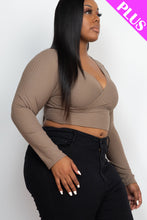 Load image into Gallery viewer, Plus Size Ribbed Wrap Front Long Sleeve Top (CAPELLA)