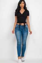 Load image into Gallery viewer, Ribbed Ruched Drawstring Surplice Top (CAPELLA)
