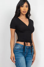 Load image into Gallery viewer, Ribbed Ruched Drawstring Surplice Top (CAPELLA)