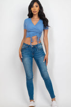 Load image into Gallery viewer, Ribbed Ruched Drawstring Surplice Top (CAPELLA)