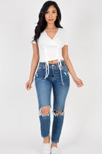 Load image into Gallery viewer, Ribbed Ruched Drawstring Surplice Top (CAPELLA)