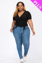 Load image into Gallery viewer, Plus Size Ribbed Ruched Drawstring Surplice Top (CAPELLA)