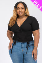 Load image into Gallery viewer, Plus Size Ribbed Ruched Drawstring Surplice Top (CAPELLA)