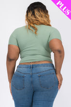 Load image into Gallery viewer, Plus Size Ribbed Ruched Drawstring Surplice Top (CAPELLA)